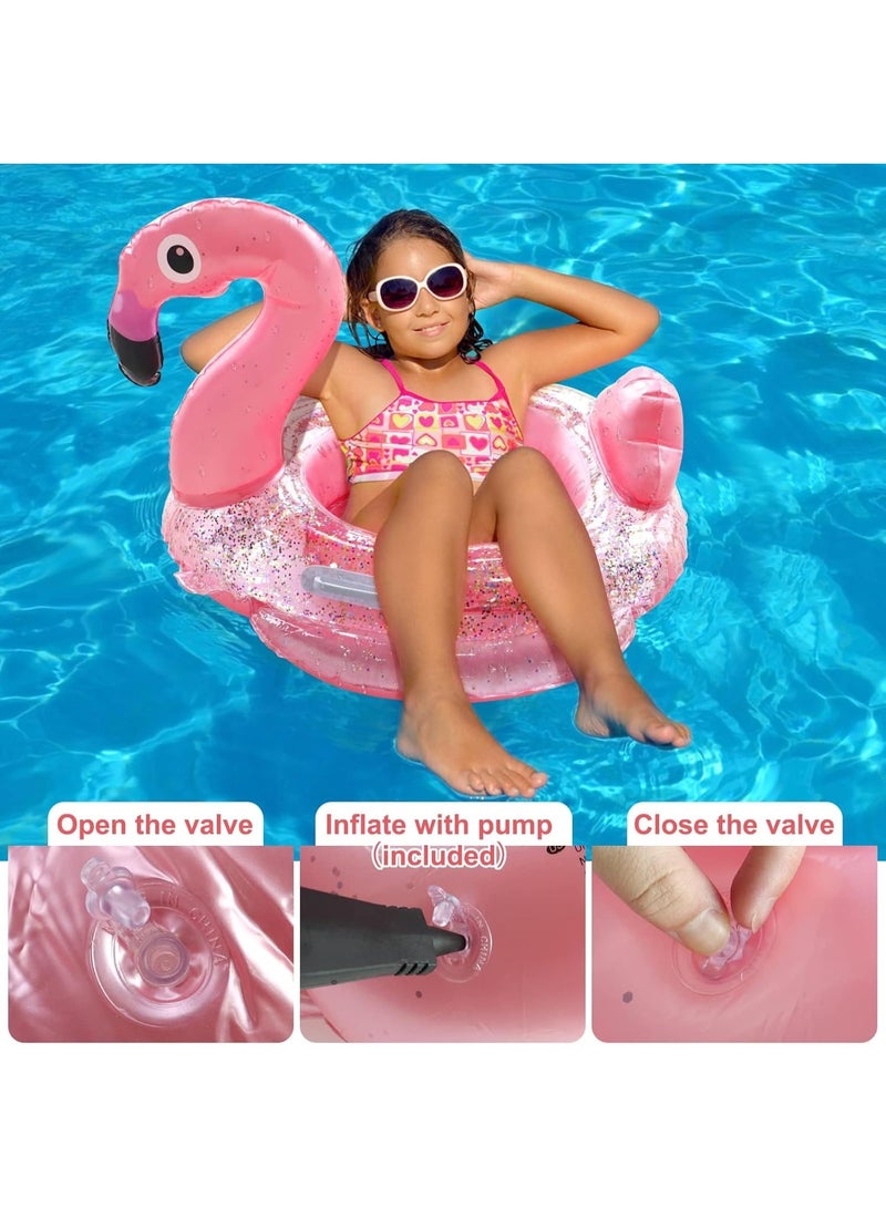 TAPIT Inflatable Flamingo Pool Floats for Kids Swim Rings with Safety Seat and Handle Pool Tubes for Floating Fun Beach Floaties Summer Party Pool Toys for Toddlers Swimming Ring - Image 4